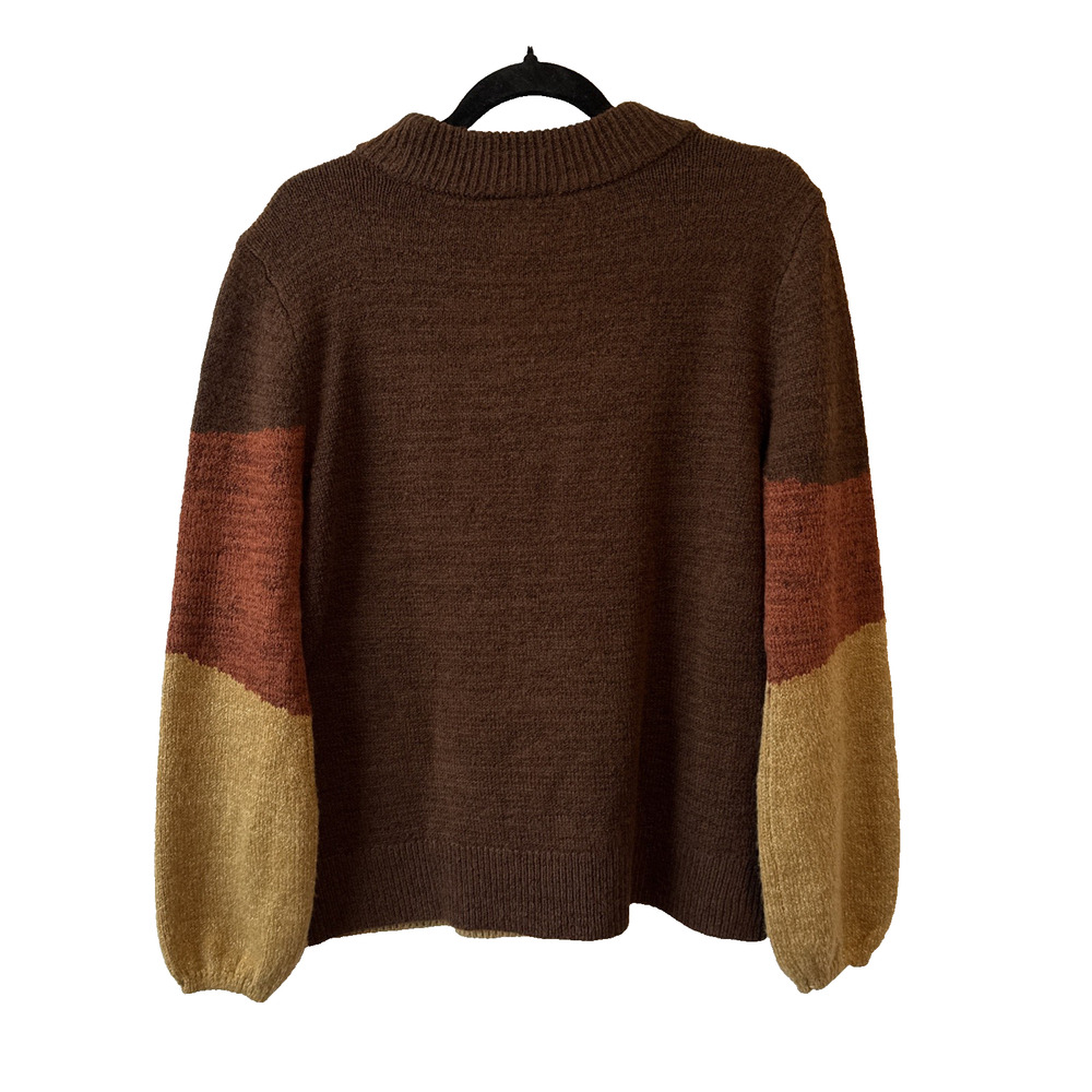 Fortune & Ivy Womens M Boho Fall Color block Stripe Lightweight Sweater Academia - Picture 2 of 9